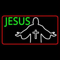 Jesus Christian Cross With Border Neonskylt