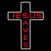 Jesus Saves White Cross Neonskylt