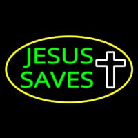 Jesus Saves White Cross With Border Neonskylt