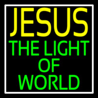 Jesus The Light Of World With Border Neonskylt