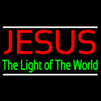 Jesus The Light Of World With Line Neonskylt