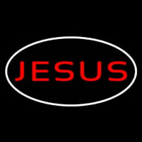Jesus White Border Neonskylt