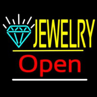 Jewelry Logo Open Yellow Line Neonskylt