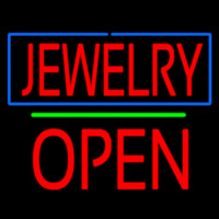 Jewelry Open Block Green Line Neonskylt