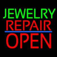 Jewelry Repair Block Open Blue Line Neonskylt