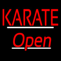 Karate Script2 Open White Line Neonskylt