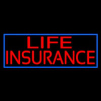 Life Insurance Block Blue Border Neonskylt