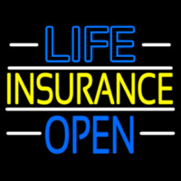 Life Insurance Open Block Neonskylt