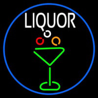 Liquor And Martini Glass Oval With Blue Border Neonskylt