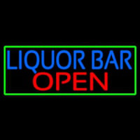 Liquor Bar Open With Green Border Neonskylt