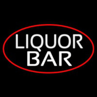 Liquor Bar Oval With Red Border Neonskylt