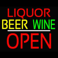 Liquor Beer Wine Block Open White Line Neonskylt