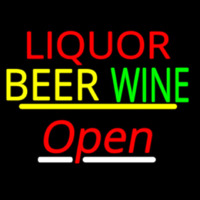 Liquor Beer Wine Open Yellow Line Neonskylt