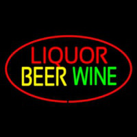 Liquor Beer Wine Oval Red Neonskylt