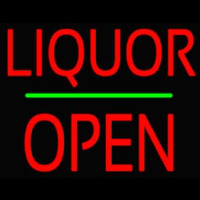 Liquor Block Open Green Line Neonskylt