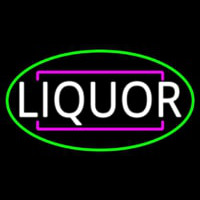 Liquor Oval With Green Border Neonskylt