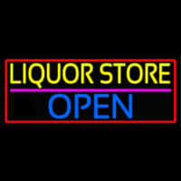 Liquor Store Open With Red Border Neonskylt