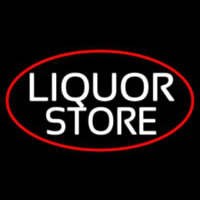 Liquor Store Oval With Red Border Neonskylt