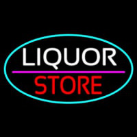 Liquor Store Oval With Turquoise Border Neonskylt