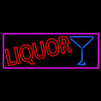 Liquor With Martini Glass With Pink Border Neonskylt