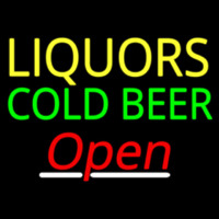 Liquors Cold Beer Open 2 Neonskylt
