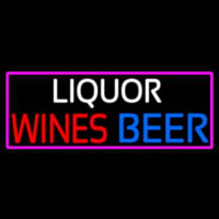 Liquors Wines Beer With Pink Border Neonskylt