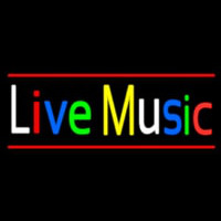 Live Music With Red Line Neonskylt