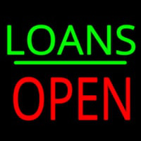 Loans Block Open Green Line Neonskylt