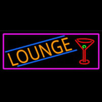 Lounge And Martini Glass With Pink Border Neonskylt