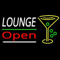 Lounge With Martini Glass Open 2 Neonskylt