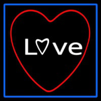 Love Red Heart With Blue Border Neonskylt