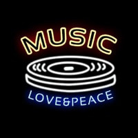 MUSIC LOVE PEACE Neonskylt