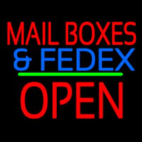 Mail Bo es And Fede  Open Block Green Line Neonskylt
