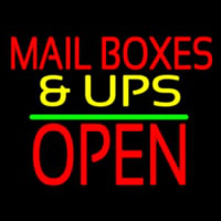 Mail Bo es And Ups Open Block Green Line Neonskylt