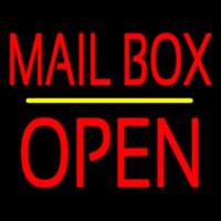 Mailbo  Open Block Yellow Line Neonskylt