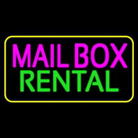 Mailbo  Rental Block Yellow Border Neonskylt