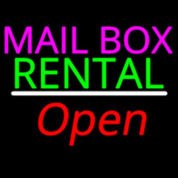 Mailbo  Rental Open White Line Neonskylt