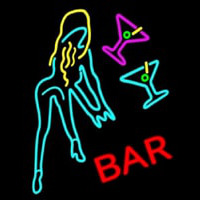Martini Glasses Girl Bar Neonskylt