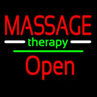Massage Therapy Open White Line Neonskylt