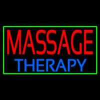 Massage Therapy With Green Border Neonskylt