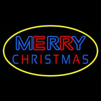 Merry Christmas Yellow Border Neonskylt