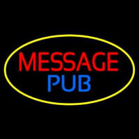 Message Pub Oval With Yellow Border Neonskylt