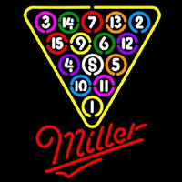 Miller 15 Ball Billiards Pool Beer Sign Neonskylt