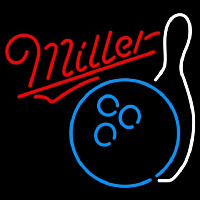 Miller Bowling Blue White Beer Sign Neonskylt