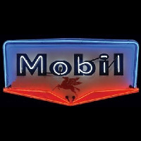 Mobil Gasoline Neonskylt