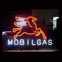 Mobilgas Oil Butik Öppet Neonskylt