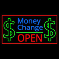 Money Change Dollar Logo Open Red Border Neonskylt