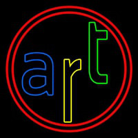 Multi Color Art With Red Circle Neonskylt