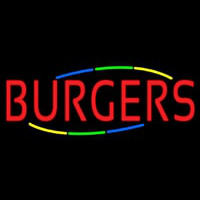 Multi Colored Burgers Neonskylt