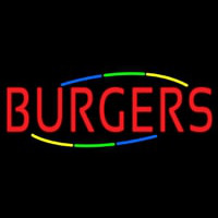 Multi Colored Burgers Neonskylt